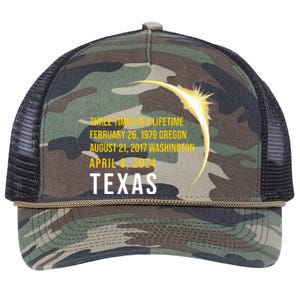 Solar Eclipse Three Times In A Lifetime 2024 Texas Retro Rope Trucker Hat Cap