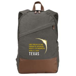 Solar Eclipse Three Times In A Lifetime 2024 Texas Cotton Canvas Backpack