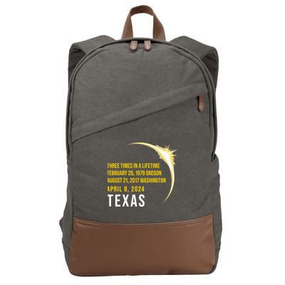 Solar Eclipse Three Times In A Lifetime 2024 Texas Cotton Canvas Backpack