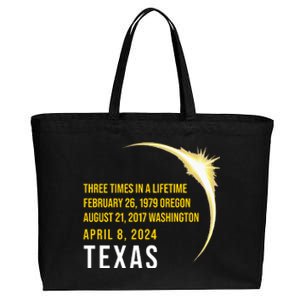 Solar Eclipse Three Times In A Lifetime 2024 Texas Cotton Canvas Jumbo Tote