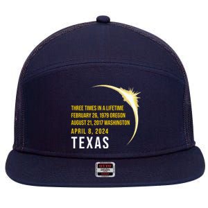 Solar Eclipse Three Times In A Lifetime 2024 Texas 7 Panel Mesh Trucker Snapback Hat