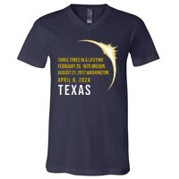 Solar Eclipse Three Times In A Lifetime 2024 Texas V-Neck T-Shirt