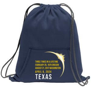 Solar Eclipse Three Times In A Lifetime 2024 Texas Sweatshirt Cinch Pack Bag