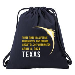 Solar Eclipse Three Times In A Lifetime 2024 Texas Drawstring Bag