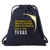 Solar Eclipse Three Times In A Lifetime 2024 Texas Drawstring Bag