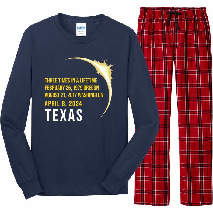 Solar Eclipse Three Times In A Lifetime 2024 Texas Long Sleeve Pajama Set