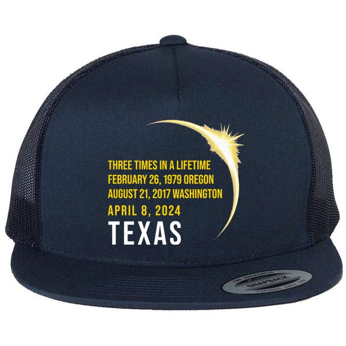 Solar Eclipse Three Times In A Lifetime 2024 Texas Flat Bill Trucker Hat