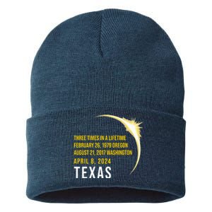 Solar Eclipse Three Times In A Lifetime 2024 Texas Sustainable Knit Beanie