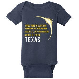 Solar Eclipse Three Times In A Lifetime 2024 Texas Baby Bodysuit