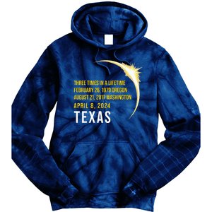 Solar Eclipse Three Times In A Lifetime 2024 Texas Tie Dye Hoodie