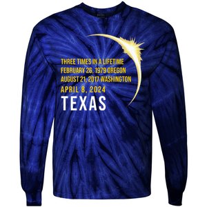 Solar Eclipse Three Times In A Lifetime 2024 Texas Tie-Dye Long Sleeve Shirt