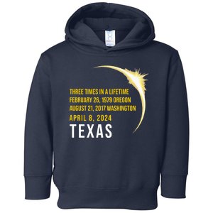 Solar Eclipse Three Times In A Lifetime 2024 Texas Toddler Hoodie