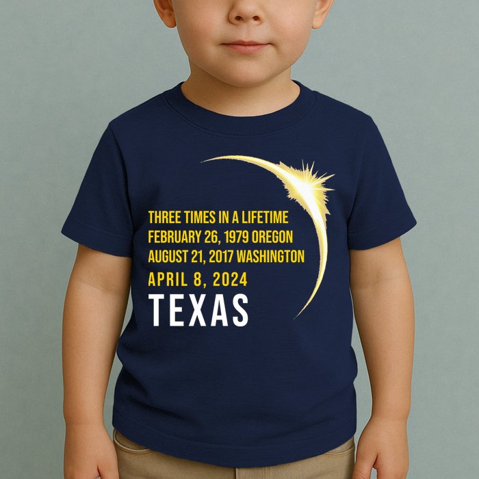 Solar Eclipse Three Times In A Lifetime 2024 Texas Toddler T-Shirt