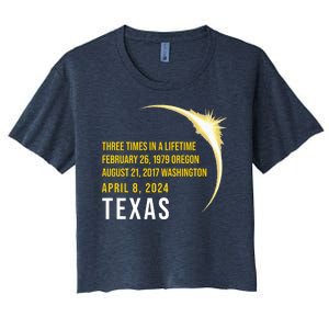 Solar Eclipse Three Times In A Lifetime 2024 Texas Women's Crop Top Tee