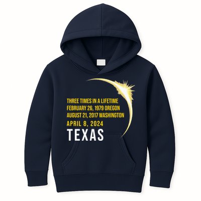 Solar Eclipse Three Times In A Lifetime 2024 Texas Kids Hoodie