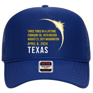 Solar Eclipse Three Times In A Lifetime 2024 Texas High Crown Mesh Back Trucker Hat