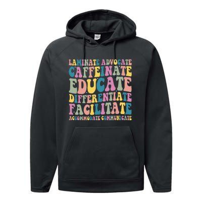 Special Education Teacher Laminate Accommodate Collaborate Performance Fleece Hoodie