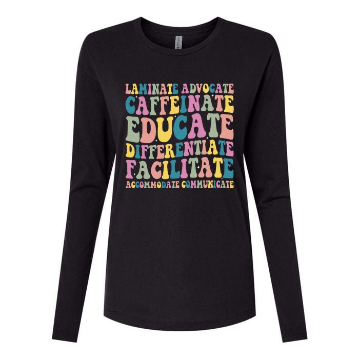 Special Education Teacher Laminate Accommodate Collaborate Womens Cotton Relaxed Long Sleeve T-Shirt