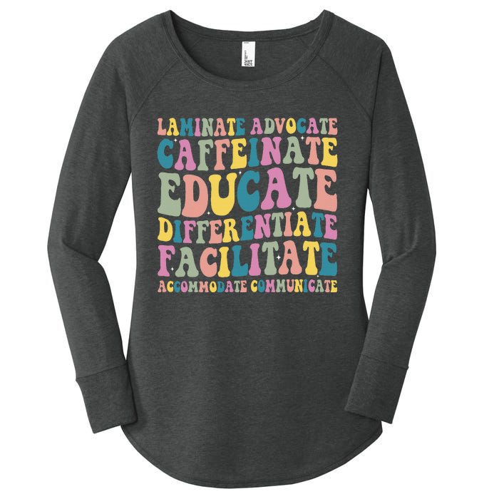 Special Education Teacher Laminate Accommodate Collaborate Women's Perfect Tri Tunic Long Sleeve Shirt