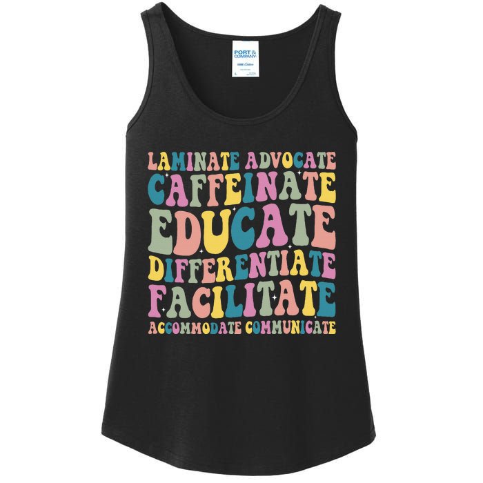 Special Education Teacher Laminate Accommodate Collaborate Ladies Essential Tank