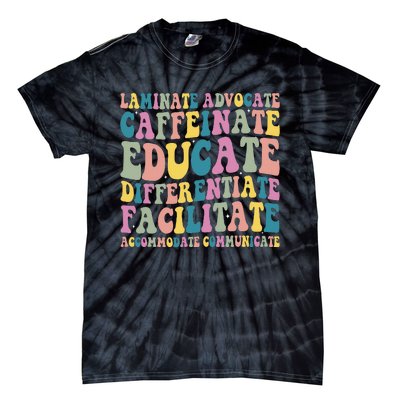 Special Education Teacher Laminate Accommodate Collaborate Tie-Dye T-Shirt