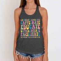 Special Education Teacher Laminate Accommodate Collaborate Women's Knotted Racerback Tank