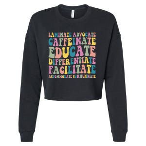 Special Education Teacher Laminate Accommodate Collaborate Cropped Pullover Crew