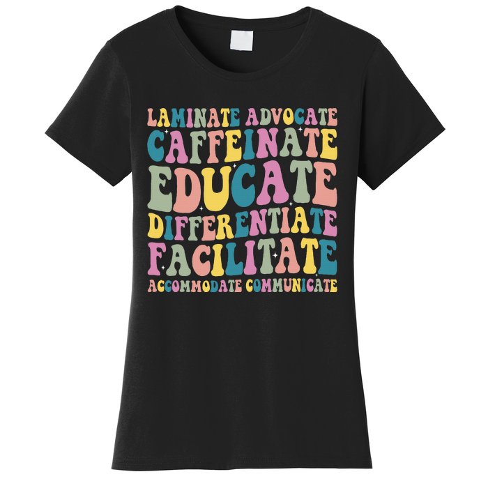 Special Education Teacher Laminate Accommodate Collaborate Women's T-Shirt