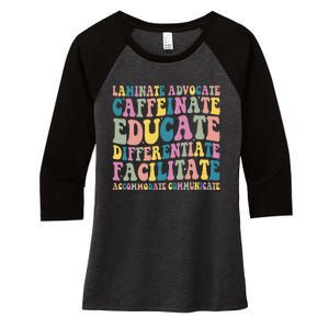 Special Education Teacher Laminate Accommodate Collaborate Women's Tri-Blend 3/4-Sleeve Raglan Shirt