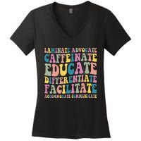 Special Education Teacher Laminate Accommodate Collaborate Women's V-Neck T-Shirt