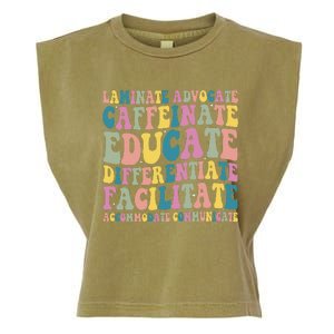 Special Education Teacher Laminate Accommodate Collaborate Garment-Dyed Women's Muscle Tee