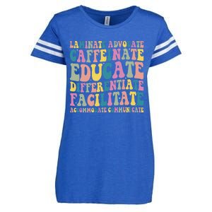 Special Education Teacher Laminate Accommodate Collaborate Enza Ladies Jersey Football T-Shirt