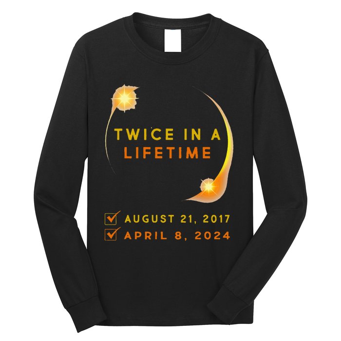 Solar Eclipse Twice In Lifetime 2024 Solar Eclipse Long Sleeve Shirt