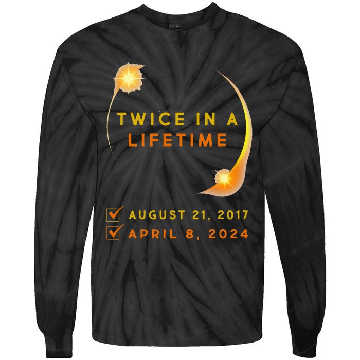 Solar Eclipse Twice In Lifetime 2024 Solar Eclipse Tie-Dye Long Sleeve Shirt