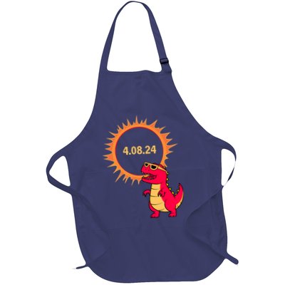 Solar Eclipse T Rex Dinosaur Solar Eclipse Glasses 2024 Full-Length Apron With Pockets