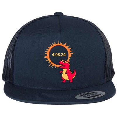 Solar Eclipse T Rex Dinosaur Solar Eclipse Glasses 2024 Flat Bill Trucker Hat