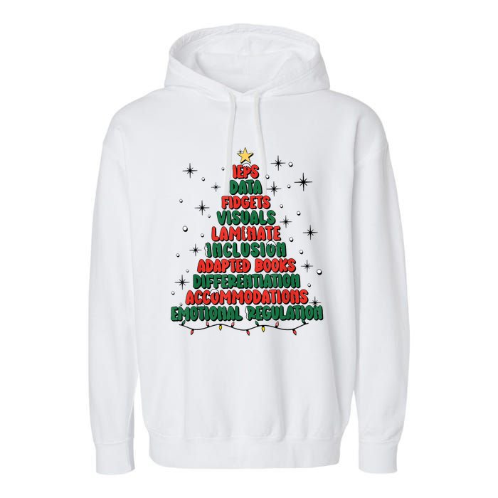 Special Ed Teacher Christmas Holiday Teacher Xmas Lights Garment-Dyed Fleece Hoodie