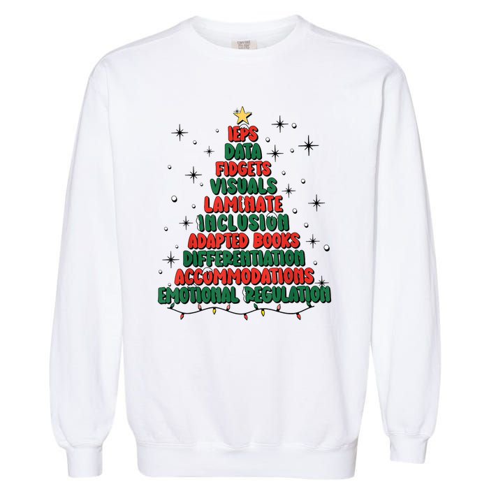 Special Ed Teacher Christmas Holiday Teacher Xmas Lights Garment-Dyed Sweatshirt