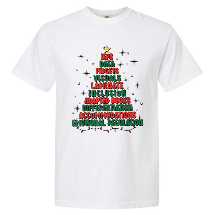 Special Ed Teacher Christmas Holiday Teacher Xmas Lights Garment-Dyed Heavyweight T-Shirt