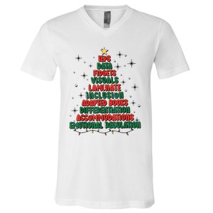 Special Ed Teacher Christmas Holiday Teacher Xmas Lights V-Neck T-Shirt