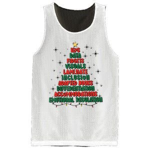 Special Ed Teacher Christmas Holiday Teacher Xmas Lights Mesh Reversible Basketball Jersey Tank