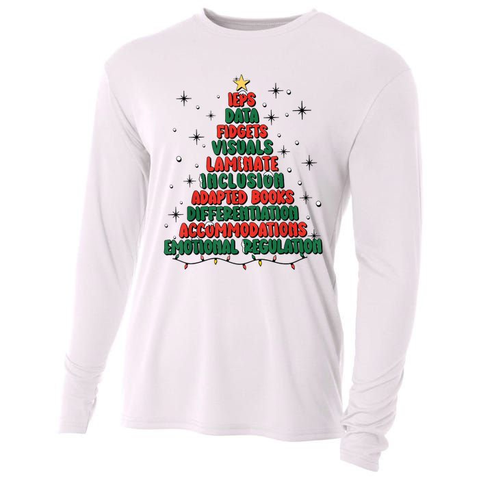 Special Ed Teacher Christmas Holiday Teacher Xmas Lights Cooling Performance Long Sleeve Crew