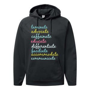 Special Education Teacher Laminate Advocate Caffeinate Performance Fleece Hoodie