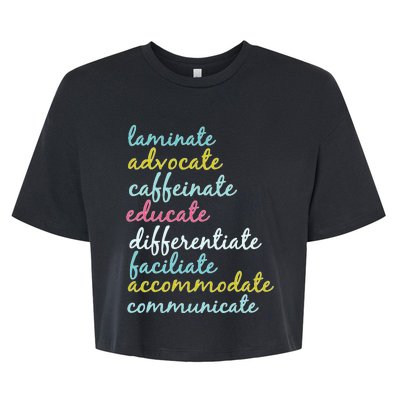 Special Education Teacher Laminate Advocate Caffeinate Bella+Canvas Jersey Crop Tee