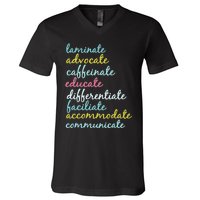 Special Education Teacher Laminate Advocate Caffeinate V-Neck T-Shirt