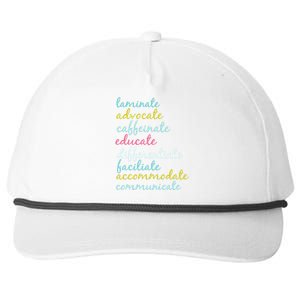 Special Education Teacher Laminate Advocate Caffeinate Snapback Five-Panel Rope Hat