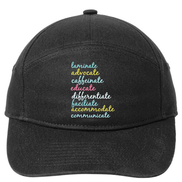 Special Education Teacher Laminate Advocate Caffeinate 7-Panel Snapback Hat