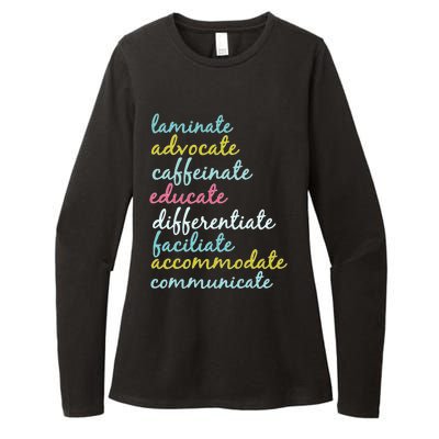 Special Education Teacher Laminate Advocate Caffeinate Womens CVC Long Sleeve Shirt