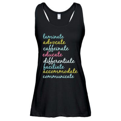 Special Education Teacher Laminate Advocate Caffeinate Ladies Essential Flowy Tank