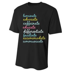 Special Education Teacher Laminate Advocate Caffeinate Performance Sprint T-Shirt